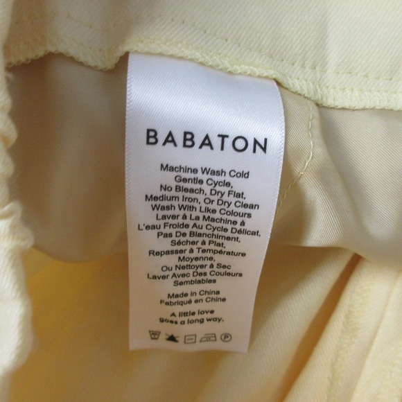 Babaton Cohen Linen Pants Women 8 Butter Yellow Pull On Pleated Career 272 - Picture 2 of 12